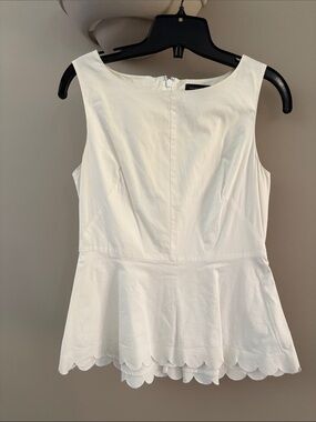 Banana Republic White Sleeveless Peplum Camisole with Scalloped Hem